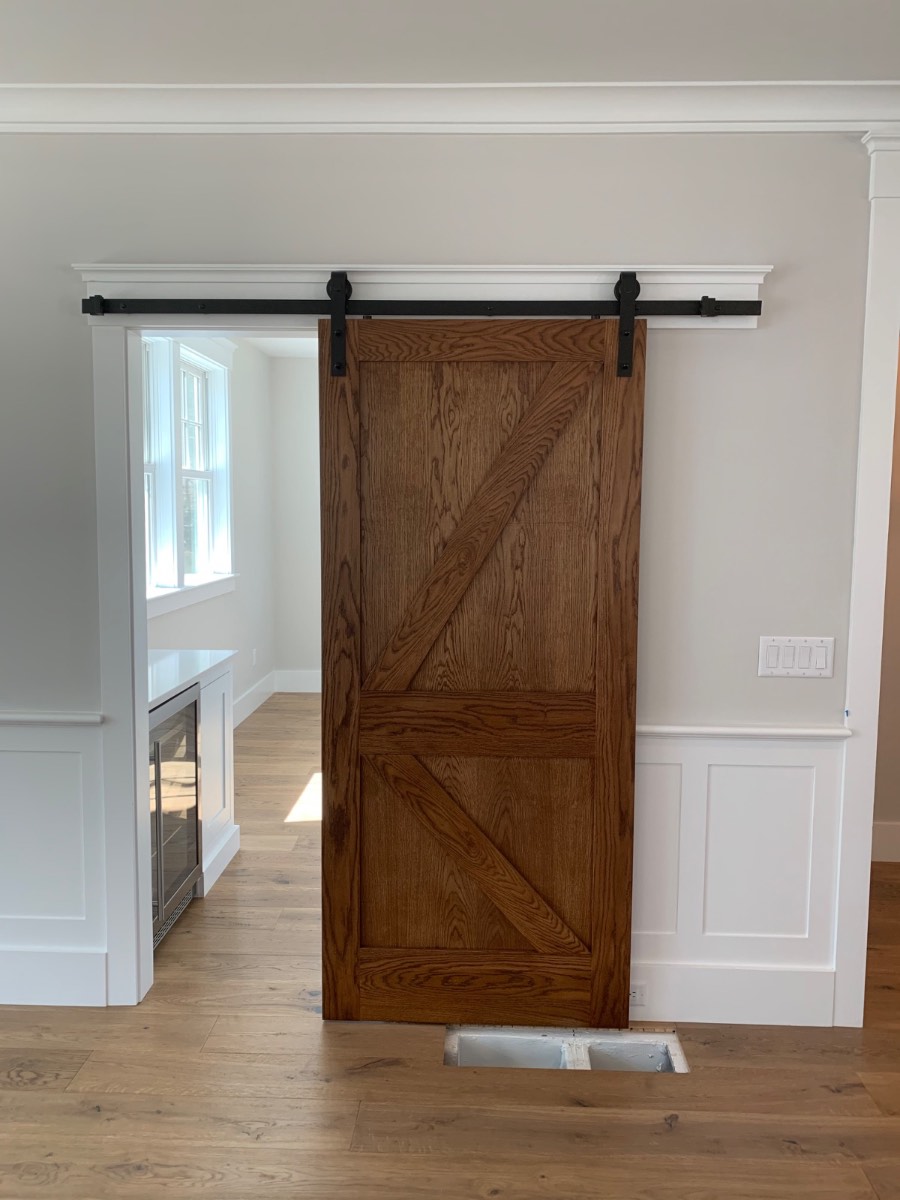 Custom stained oak sliding barn door